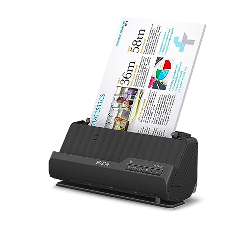 Epson Wi-Fi Scanner ES-C320W, kompakter A4 Business Scanner mit geringem Stromverbrauch, Duplex-Einzugscanner mit vielseitiger Medienverarbeitung, schwarz von Epson