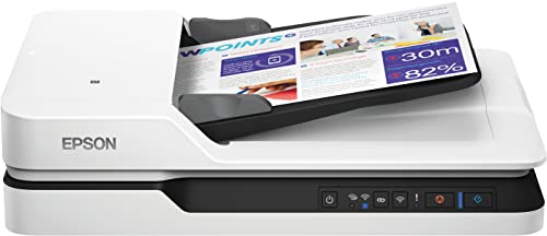 Epson WorkForce DS-1660W DIN A4 Dokumentenscanner (Scanner, kleine Standfläche, Dokumenteneinzug, Duplex, Drei-Pass, 600dpi, WiFi, NFC) von Epson