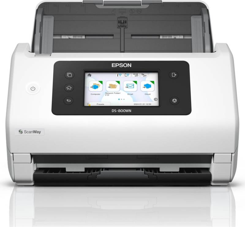 Epson WorkForce DS-800WN - Dokumentenscanner - Duplex - A4/Legal - 600 dpi x 600 dpi - bis zu 50 Seiten/Min. (einfarbig) / bis zu 50 Seiten/Min. (Farbe) - automatischer Dokumenteneinzug (100 Blätter) - bis zu 8000 Scanvorgänge/Tag - USB 3.2 Gen 1x1, Gigab (B11B275401) von Epson