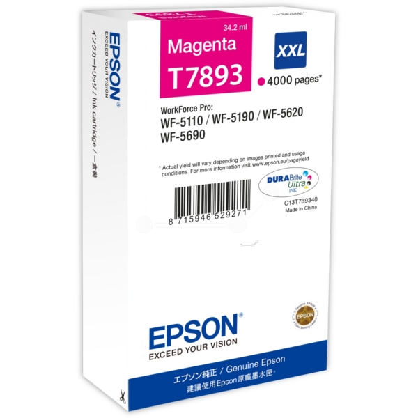 Original Epson C13T789340 / T7893XXL Tintenpatrone magenta Original Epson C13T789340 / T7893XXL Tintenpatrone magenta von Epson