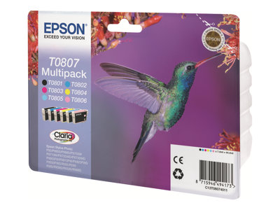 Patrone Epson T0807 6er-Pack + color T0807 Patrone Epson T0807 6er-Pack + color T0807 von Epson