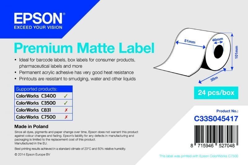 Premium Matte Label Continuous Roll - C33S045417 von Epson
