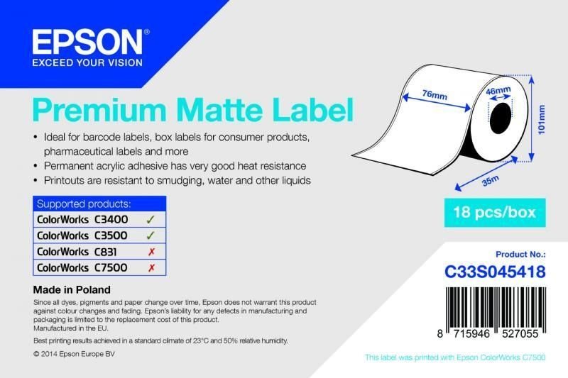 Premium Matte Label Continuous Roll - C33S045418 Premium Matte Label Continuous Roll - C33S045418 von Epson