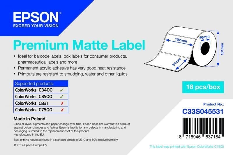 Premium Matte Label - Die-cut Roll - C33S045531 Premium Matte Label - Die-cut Roll - C33S045531 von Epson