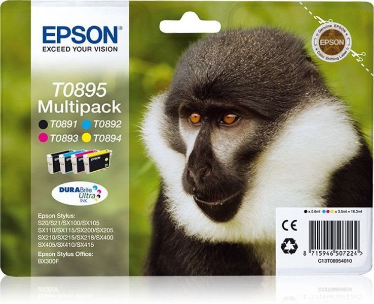 T0895 Multipack - schwarz, gelb, cyan, magenta - O von Epson