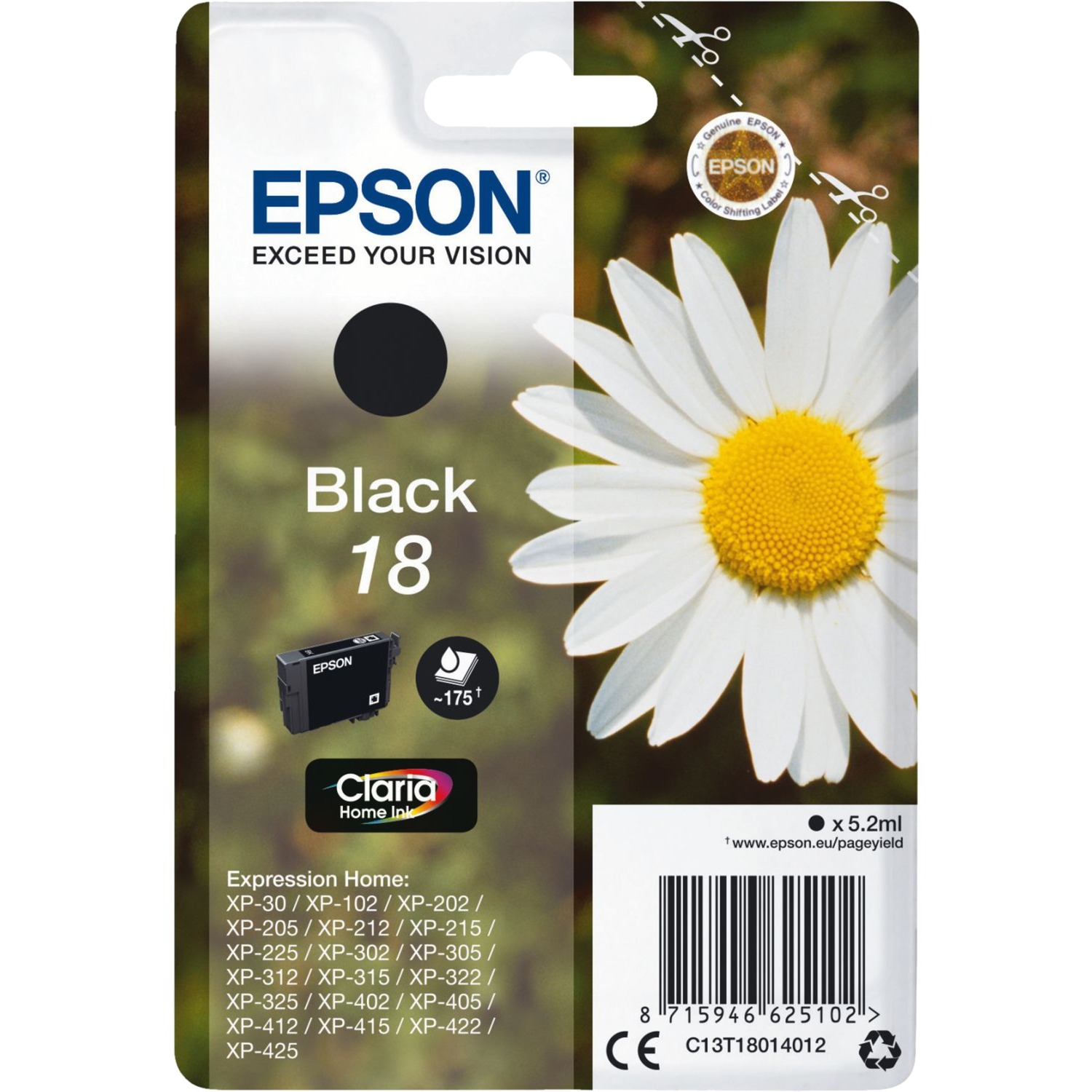 Tinte schwarz 18 (C13T18014012) von Epson