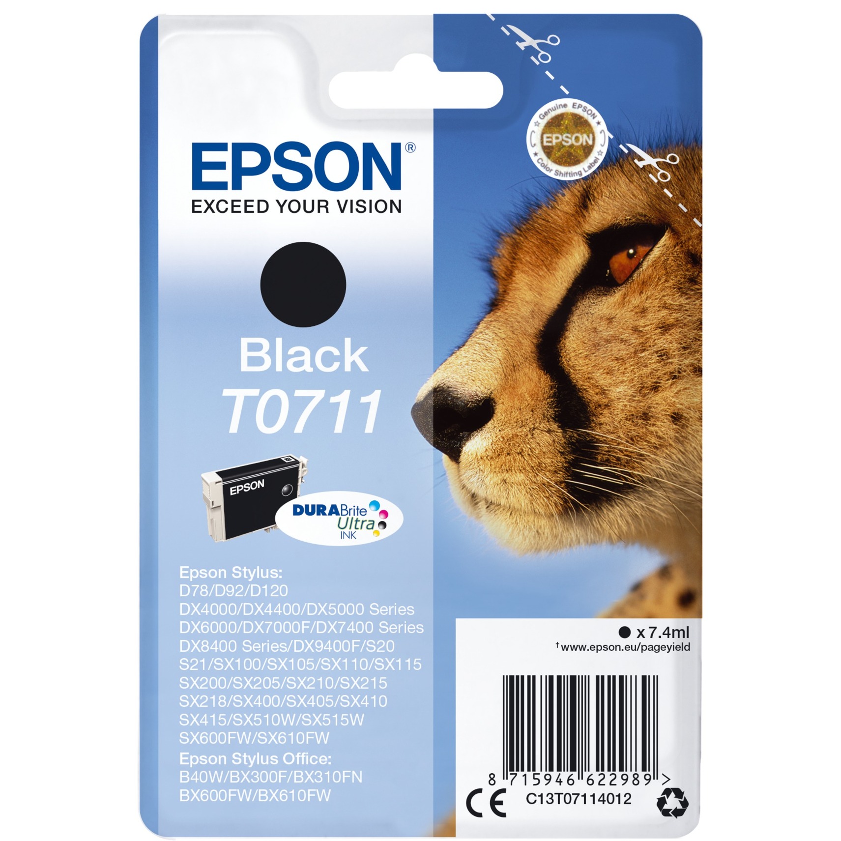 Tinte schwarz T0711 (C13T07114012) von Epson