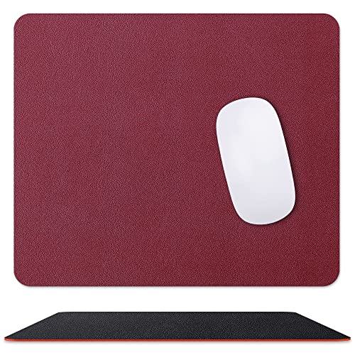 Epxee Mauspad, [Doppelseitige Zweifarbige] PU-Leder Gaming Mousepad Schreibtischunterlage für Computer/Laptop, Schwarz Rot von Epxee