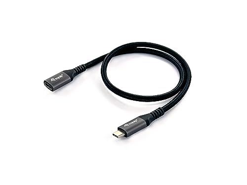 Equip 128370 USB 3.2 Gen 2 C-auf-C-Verlängerungskabel, M/F, 0,5m, 4K/60Hz, 10Gbps, Schwarz von Equip