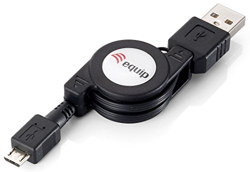 Equip 128595 USB Kabel ausziebar USB Typ A zu USB Typ Micro-B 1.00m aufrollbar, Schwarz von Equip