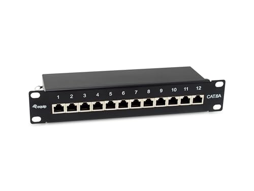 Equip 326623 12-Port Cat.6A geschirmtes Patchpanel, 10", Schwarz von Equip