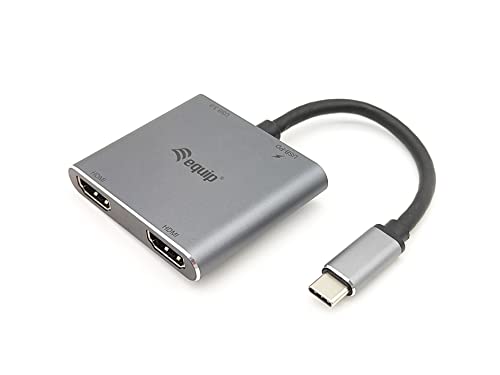 Equip Adapter USB-C/133484 USB-C 4-in-1 Dual-HDMI-Adapter/Silber Equip Adapter USB-C/133484 USB-C 4-in-1 Dual-HDMI-Adapter/Silber von Equip