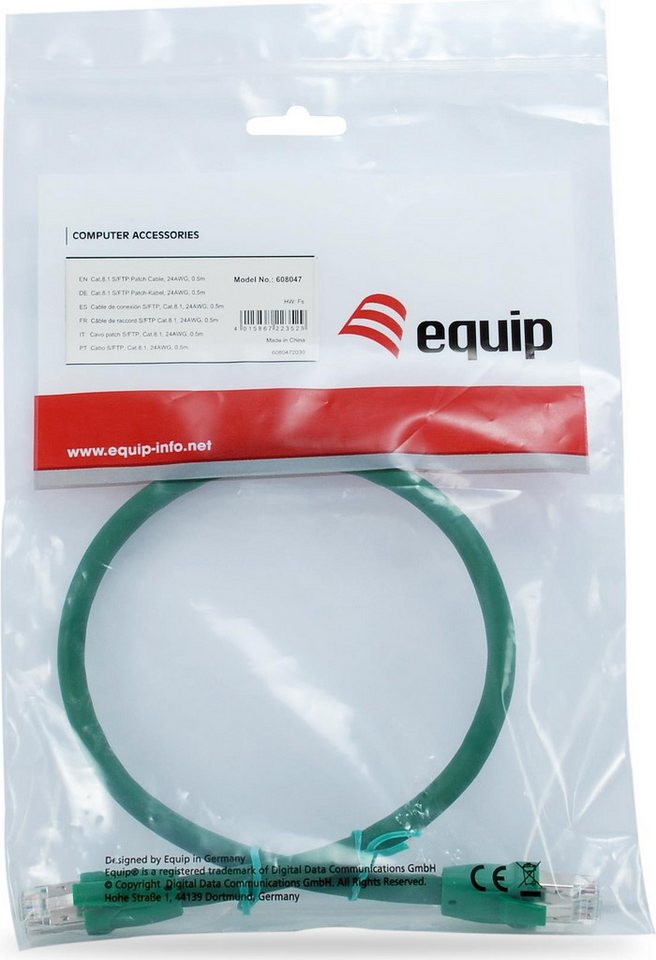 Equip EQUIP Patchkabel Cat8.1 S/FTP 2xRJ45 0.50m grün LSZH Netzwerkkabel von Equip