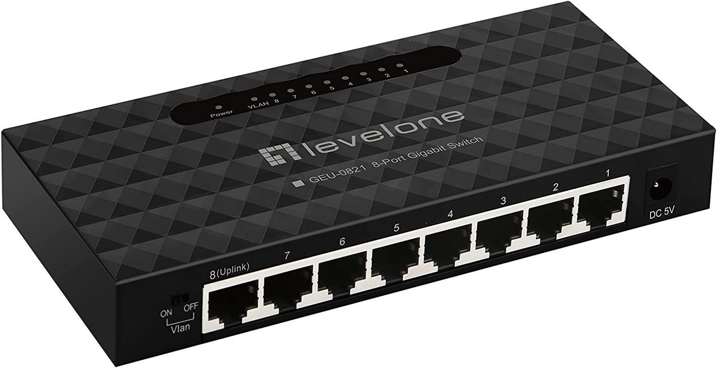 Equip LevelOne GEU-0821 Gigabit Switch 8 Port Metallgehäuse Netzwerk-Switch von Equip