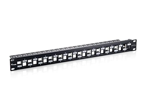 Equip Patchpanel 24 Port RJ45 Cat6a 19 Zoll 1HE geschirmt, Schwarz von Equip