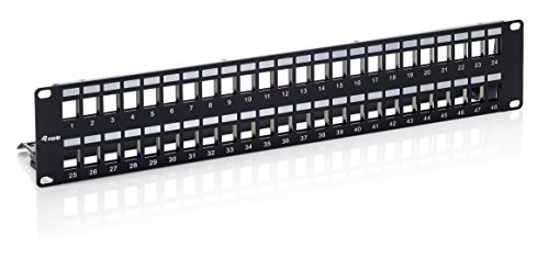 Equip Patchpanel 48 Port RJ45 Cat6A 19 Zoll 1HE Keystone, schwarz von Equip