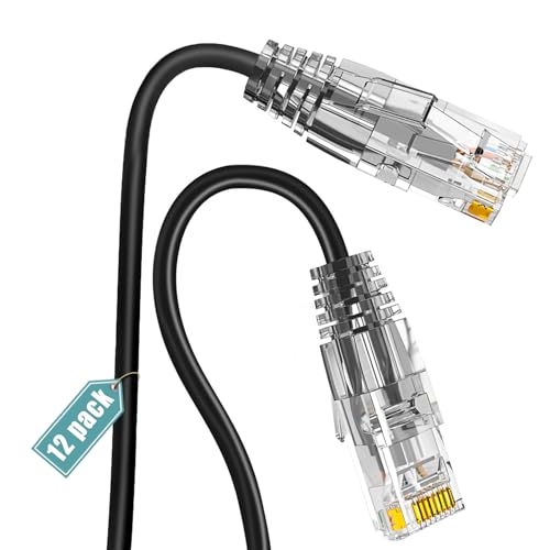 Ercielook Cat6a Patchkabel 0,5m (12 Stück), Cat6a Lan Kabel, 10Gbps 550Mhz Hochgeschwindigkeits Netzwerkkabel, 28AWG reines Kupfer kurzes Ethernet-Kabel für Patch-Panel/Netzwerkschrank von Ercielook