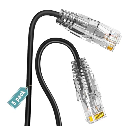Ercielook Cat6a Patchkabel 1,5m (5 Stück), Cat6a Lan Kabel, 10Gbps 550Mhz Hochgeschwindigkeits Netzwerkkabel, 28AWG reines Kupfer kurzes Ethernet-Kabel für Patch-Panel/Netzwerkschrank von Ercielook