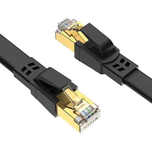 Ercielook Cat8 Netzwerkkabel 3m, Hochgeschwindigkeits-Cat8-LAN-Netzwerkkabel für den Außen- und Innenbereich, 40 Gbit/s, 2000 MHz mit vergoldetem RJ45-Stecker, UV-beständig Router/Modem, Schwarz von Ercielook