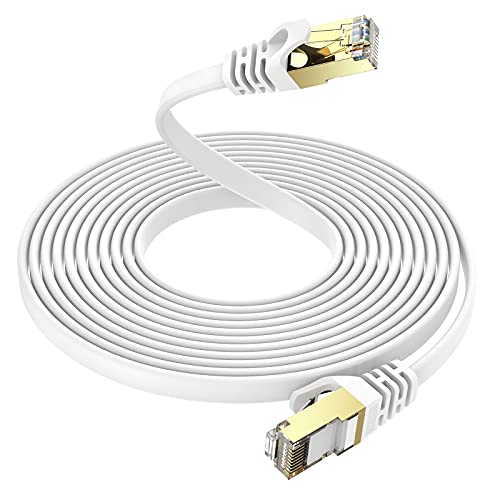 Ercielook Lan Kabel 10meter CAT 7 High Speed Netzwerkkabel mit Kabelclips - 10Gbps lankabelverlaengerung für PS5/4 Router Modem TV Switch Laptop von Ercielook