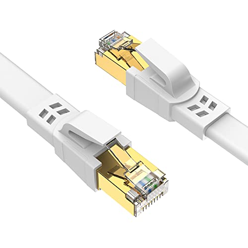 Ercielook Lan Kabel 2,5m 2-Stück, Hochgeschwindigkeits-Cat8-Netzwerkkabel für den Außen- und Innenbereich, 40 Gbit/s mit vergoldetem RJ45-Stecker für Router/Gaming/Modem von Ercielook