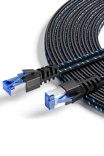 Ercielook Lan Kabel 5m, Hochgeschwindigkeits-Cat8-Netzwerkkabel für den Außen- und Innenbereich, 40 Gbit/s geflochtener Patchkabel mit RJ45-Stecker für Router/Gaming/Modem von Ercielook