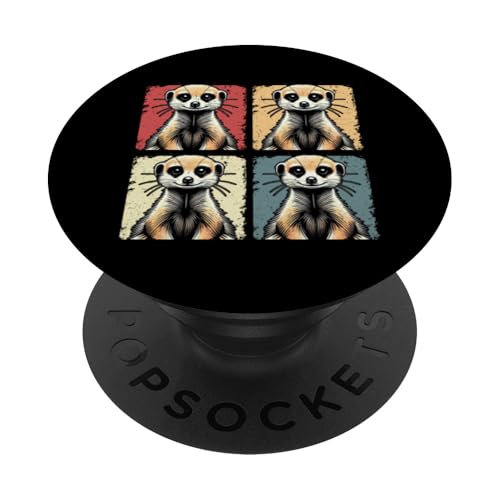 Erdmännchen Erdmännchen Liebhaber Erdmännchenfan Retro PopSockets Klebender PopGrip Erdmännchen Erdmännchen Liebhaber Erdmännchenfan Retro PopSockets Klebender PopGrip von Erdmännchen Surikate Tierliebhaber Mangusten
