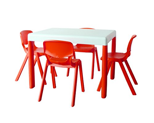 Ergos pkergos011797 Paket 1 Tisch und 4 Stühle für Kinder, Alter 3 bis 4, Größe 1, rot billante von Ergos