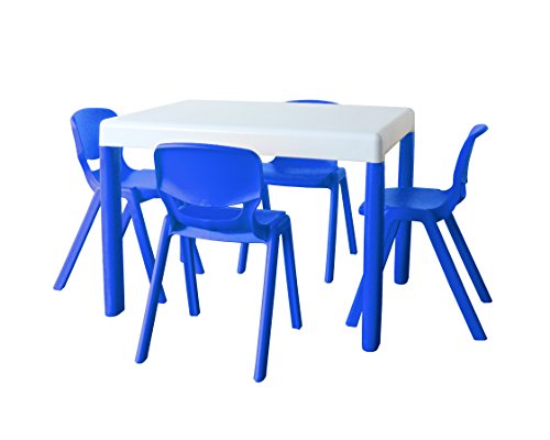 Ergos pkergos020661 Paket 1 Tisch und 4 Stühle für Kinder, Alter 4 bis 6, Größe 2, Deep Blau von Ergos