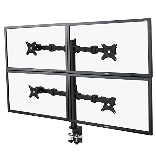 Ergosolid Professioneller Verstellbarer Tischständer für 4 PC-Monitore mit Einer Diagonale von 25 bis 76 cm (10 bis 30 Zoll) und VESA Max 100 x 100 mm, bis zu 4 x 10 kg von Ergosolid