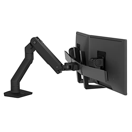 ERGOTRON HX Dual Monitor Arm in Schwarz - Monitor Tischhalterung mit patentierter CF-Technologie für 2 Bildschirme bis 32 Zoll, 29.2cm Höhenverstellung, VESA Standard und 10 Jahre Garantie von Ergotron