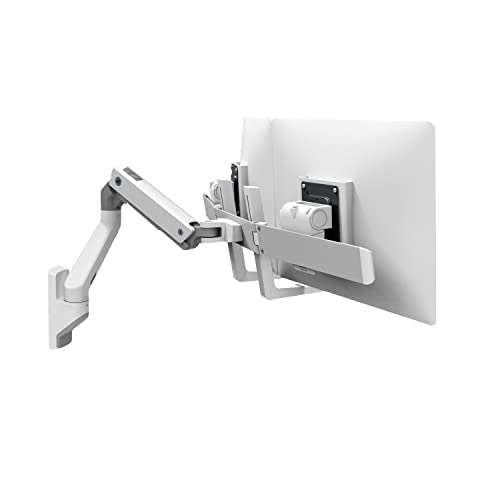 ERGOTRON HX Dual Monitor Arm in Weiß - Wandhalterung mit patentierter CF-Technologie für 2 Bildschirme bis 32 Zoll, 29.2cm Höhenverstellung, VESA Standard und 10 Jahre Garantie von Ergotron