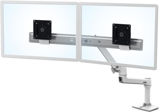 ERGOTRON LX Dual Direct Monitor Arm in Weiß - Monitor Tischhalterung mit patentierter CF-Technologie für 2 Bildschirme bis 68,60cm (27) , 33cm Höhenverstellung, VESA Standard und von Ergotron