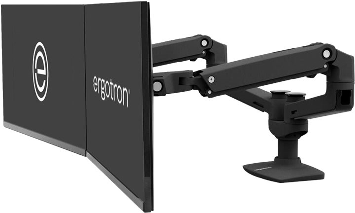 ERGOTRON LX Dual Monitor Arm in Schwarz - Monitor Tischhalterung mit patentierter CF-Technologie für 2 Bildschirme nebeneinander bis 68,60cm (27) , 33cm Höhenverstellung, VESA Standard und von Ergotron