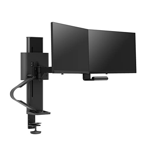 ERGOTRON TRACE Dual Monitorhalterung in Schwarz - Monitor Tischhalterung mit patentierter CF-Technologie für 2 Bildschirme bis 27 Zoll, 27.9cm Höhenverstellung, VESA Standard und 15 Jahre Garantie von Ergotron