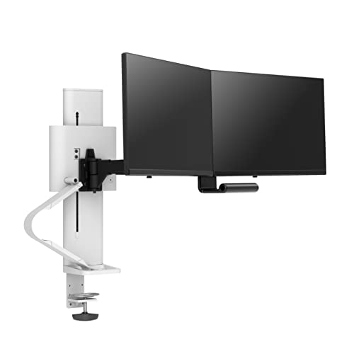 ERGOTRON TRACE Dual Monitorhalterung in Weiß - Monitor Tischhalterung mit patentierter CF-Technologie für 2 Bildschirme bis 27 Zoll, 27.9cm Höhenverstellung, VESA Standard und 15 Jahre Garantie von Ergotron