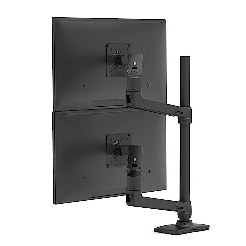 Ergotron Dual Monitor Arm - Monitor Tischhalterung mit patentierter CF-Technologie für 2 Bildschirme bis 40 Zoll, 33cm Höhenverstellung, VESA Standard und 10 Jahre Garantie schwarz 45-509-224 von Ergotron