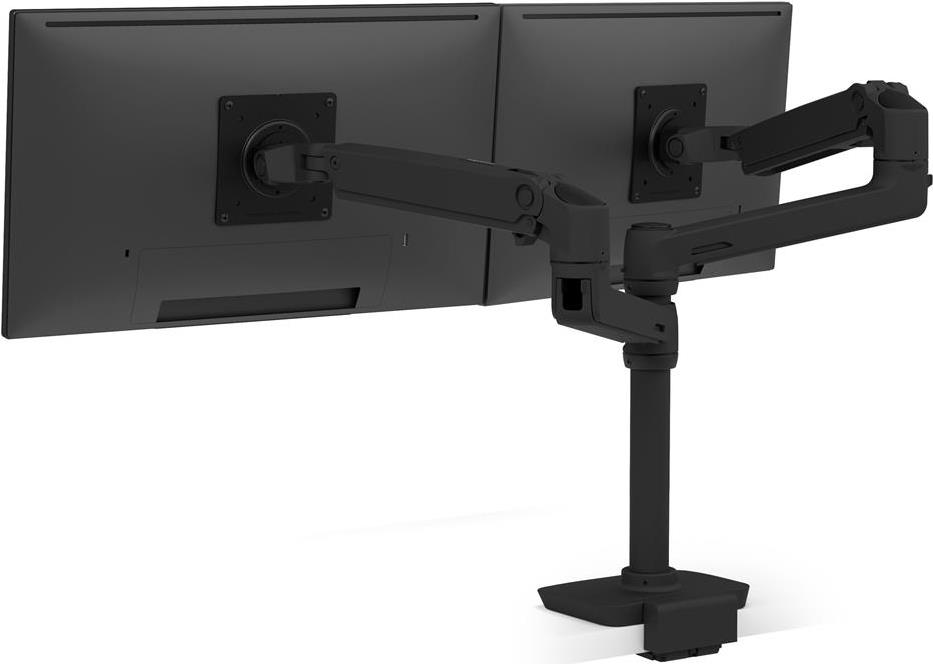 Ergotron LX - Befestigungskit (2 Arme, Basis, 2 Stangenkragen, 2 Aufsätze, 13 Stange, flache obere C-Klemme 18 - 25 mm) - Doppelarm - für 2 LCD-Displays - Aluminium, Stahl - mattschwarz - Bildschirmgröße: bis zu 61 cm (bis zu 24 Zoll) (45-610-224) von Ergotron