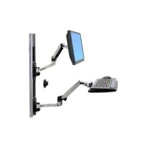 Ergotron LX Wall Mount System - Befestigungskit (Wandarm, CPU-Halter, Maushalterung, 2 Schienenabdeckungen, Tastaturarm, 2 cable channels, Handgelenkkissen) für LCD-Anzeige/Tastatur/Maus/CPU - Polished Aluminum - Bildschirmgröße: bis zu 61cm (bis zu 61,00cm (24) ) - Montageschnittstelle: 100 x 100 mm, 75 x 75 mm - Wandmontage möglich (45-247-026) von Ergotron