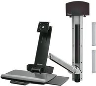 Ergotron StyleView Sit-Stand Combo System With Small Black CPU Holder - Befestigungskit (Gelenkarm, Wandschienenhalterung) für LCD-Anzeige/Tastatur/Maus/Barcodescanner/CPU (Heben und Senken) - Kunststoff, Aluminium - Bildschirmgröße: bis zu 61cm (bis zu 61,00cm (24) ) - Montageschnittstelle: 100 x 100 mm, 75 x 75 mm (45-273-026) von Ergotron