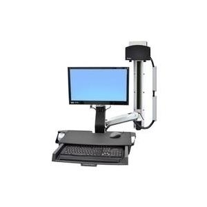 Ergotron StyleView Sit-Stand Combo System with Worksurface and Small Black CPU Holder - Befestigungskit (CPU-Halter, Wandschienenhalterung, Handgelenkkissen, Wandmontagehalterung) für LCD-Anzeige/Tastatur/Maus/Barcodescanner/CPU (Heben und Senken) - Kunststoff, Aluminium - Polished Aluminum - Bildschirmgröße: bis zu 61cm (bis zu 61,00cm (24) ) - Montageschnittstelle: 100 x 100 mm, 75 x 75 mm (45-272-026) von Ergotron