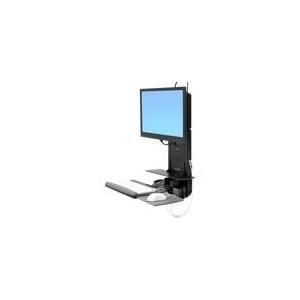 Ergotron StyleView Sit-Stand Vertical Lift, Patient Room - Befestigungskit (Wandmontage, Tastaturarm, Handgelenkkissen, Maushalterung, vertikale Verstellschiene, Barcode-Scanner-Halter) für LCD-Display/Tastatur/Maus/Strichcodescanner - Schwarz - Bildschirmgröße: 61cm (24) - Montageschnittstelle: 100 x 100 mm, 75 x 75 mm (61-080-085) von Ergotron