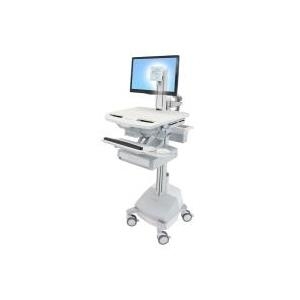 Ergotron StyleView - Wagen für LCD-Display/Tastatur/Maus/CPU/Notebook/Barcodescanner (Heben und Senken) - medizinisch - Aluminium, verzinker Stahl, hochwertiger Kunststoff - Grau, weiß, Polished Aluminum - Bildschirmgröße: bis zu 61cm (bis zu 61,00cm (24) ) - Montageschnittstelle: 100 x 100 mm, 75 x 75 mm - Ausgang: Wechselstrom 230 V - 66 Ah - Bleisäure (SV44-1311-2) von Ergotron