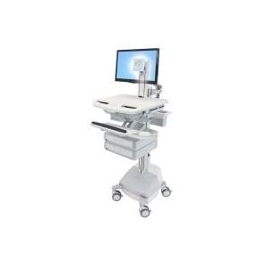 Ergotron StyleView - Wagen für LCD-Display/Tastatur/Maus/CPU/Notebook/Barcodescanner (Heben und Senken) - medizinisch - Aluminium, verzinker Stahl, hochwertiger Kunststoff - Grau, weiß, Polished Aluminum - Bildschirmgröße: bis zu 61cm (bis zu 61,00cm (24) ) - Montageschnittstelle: 100 x 100 mm, 75 x 75 mm - Ausgang: Wechselstrom 230 V - 66 Ah - Bleisäure (SV44-1321-2) von Ergotron
