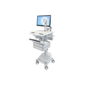 Ergotron StyleView - Wagen für LCD-Display/Tastatur/Maus/CPU/Notebook/Barcodescanner (Heben und Senken) - medizinisch - Aluminium, verzinker Stahl, hochwertiger Kunststoff - Grau, weiß, Polished Aluminum - Bildschirmgröße: bis zu 61cm (bis zu 61,00cm (24) ) - Montageschnittstelle: 100 x 100 mm, 75 x 75 mm - Ausgang: Wechselstrom 230 V - 66 Ah - Bleisäure (SV44-1341-2) von Ergotron