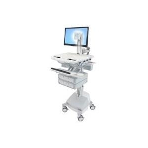 Ergotron StyleView - Wagen für LCD-Display/Tastatur/Maus/CPU/Notebook/Barcodescanner (Heben und Senken) - medizinisch - Aluminium, verzinker Stahl, hochwertiger Kunststoff - Grau, weiß, Polished Aluminum - Bildschirmgröße: bis zu 61cm (bis zu 61,00cm (24) ) - Montageschnittstelle: 100 x 100 mm, 75 x 75 mm - Ausgang: Wechselstrom 230 V - 66 Ah - Bleisäure (SV44-1361-2) von Ergotron