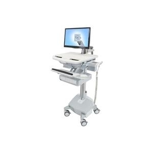 Ergotron StyleView - Wagen für LCD-Display/Tastatur/Maus/CPU/Notebook/Barcodescanner (open architecture) - medizinisch - Aluminium, verzinker Stahl, high-grade plastic - Grau, weiß, Polished Aluminum - Bildschirmgröße: bis zu 61cm (bis zu 61,00cm (24) ) - Montageschnittstelle: 100 x 100 mm, 75 x 75 mm - Ausgang: Wechselstrom 230 V - 40 Ah - Lithium-Eisen-Phosphat (SV44-1212-2) von Ergotron