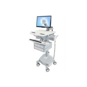 Ergotron StyleView - Wagen für LCD-Display/Tastatur/Maus/CPU/Notebook/Barcodescanner (open architecture) - medizinisch - Aluminium, verzinker Stahl, high-grade plastic - Grau, weiß, Polished Aluminum - Bildschirmgröße: bis zu 61cm (bis zu 61,00cm (24) ) - Montageschnittstelle: 100 x 100 mm, 75 x 75 mm - Ausgang: Wechselstrom 230 V - 40 Ah - Lithium-Eisen-Phosphat (SV44-1242-2) von Ergotron