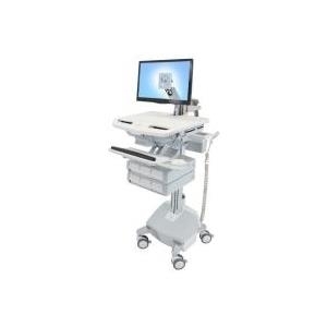 Ergotron StyleView - Wagen für LCD-Display/Tastatur/Maus/CPU/Notebook/Barcodescanner (open architecture) - medizinisch - Aluminium, verzinker Stahl, high-grade plastic - Grau, weiß, Polished Aluminum - Bildschirmgröße: bis zu 61cm (bis zu 61,00cm (24) ) - Montageschnittstelle: 100 x 100 mm, 75 x 75 mm - Ausgang: Wechselstrom 230 V - 40 Ah - Lithium-Eisen-Phosphat (SV44-1262-2) von Ergotron