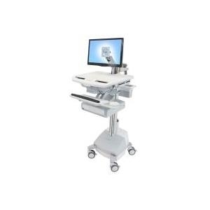 Ergotron StyleView - Wagen für LCD-Display/Tastatur/Maus/CPU/Notebook/Barcodescanner (open architecture) - medizinisch - Aluminium, verzinker Stahl, high-grade plastic - Grau, weiß, Polished Aluminum - Bildschirmgröße: bis zu 61cm (bis zu 61,00cm (24) ) - Montageschnittstelle: 100 x 100 mm, 75 x 75 mm - Ausgang: Wechselstrom 230 V - 66 Ah - Bleisäure (SV44-1211-2) von Ergotron